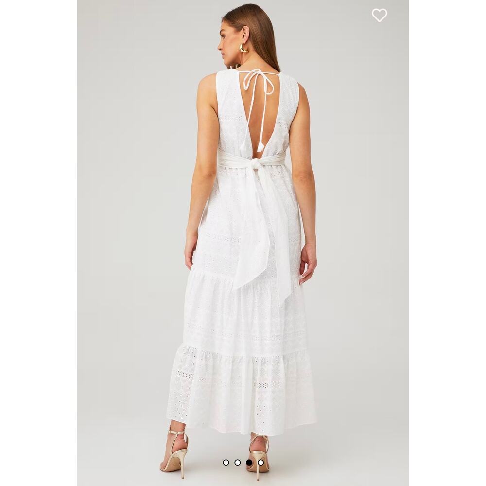 NWT MISA Los Angeles Ksenia Eyelet Maxi Dress White Size M - Picture 9 of 10